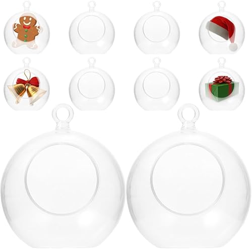 DECHOUS 10 bolas de Navidad transparentes, bolas de adorno rellenables para árbol de Navidad, decoraciones colgantes para decoración de fiestas de