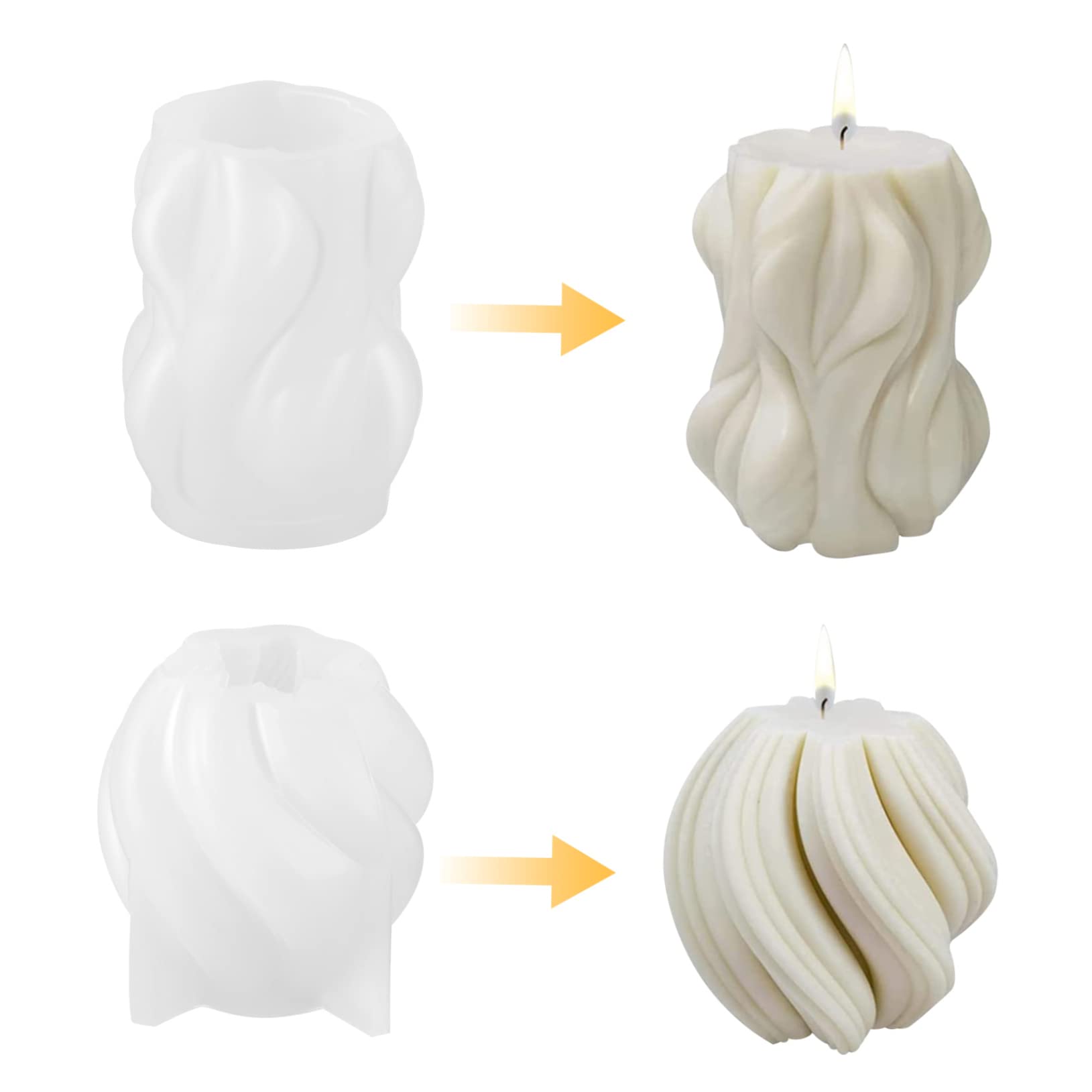 Molde de Silicona para Velas Forma Ondulada 4 Piezas para Fabricación de Velas y Jabón, Fácil Desmoldeo y Buen Efecto Decorativo para DIY