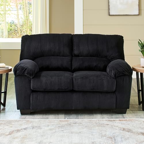 Image of Signature Design by Ashley Loveseat Sofa, No Assembly 63 in Onyx Couch