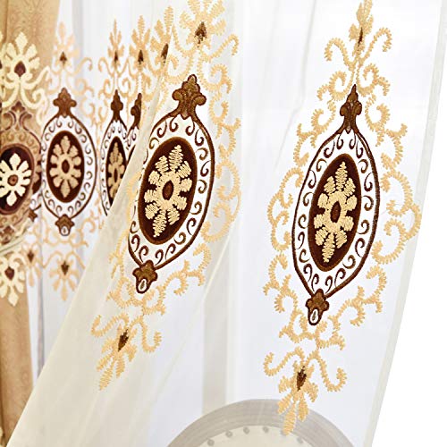 VOGOL Customized Simple Chenille Jacquard Sheer Window Elegance Curtains/Drapes/Panels/Treatments...