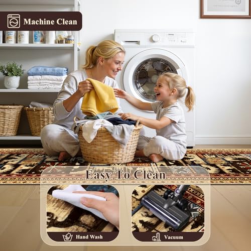Tapete rustico LOKHOM 5x7 antideslizante y lavable miniatura 5