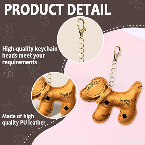 TOEECY Schlüsselanhänger Dackel Süße Welpe Hundetasche Anhänger Süße Welpe Bag Charm aus PU-Leder Dackel Deko Leder Glücksbringer Dackel Keychain für Handtasche und Schlüssel (Braun A)