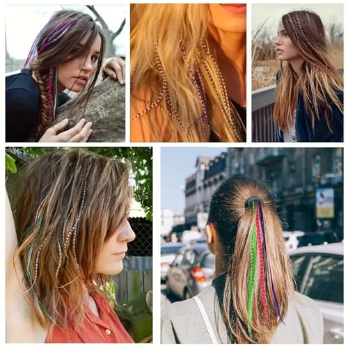 Extensiones de cabello sintéticas lisas con clips y estampado de cola de mapache (18") 7