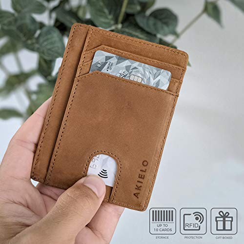 AKIELO-RFID-Blocking-Credit-Card-Holder-and-Gift-Box--Ultra-Slim-Wallet-for-Men--Minimalist-Card-Wallet-Bravo-Collection