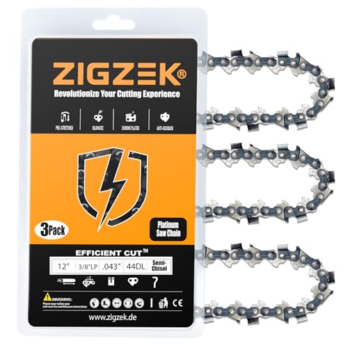 12 Inch Chainsaw Chain Fits MS170, MS 170, For Stihl Pole Saw HT101, HT 101, 103, 75, Replacement 61 PMM3 44, 3610 005 0044-3/8" Pitch, .043" Gauge, 44 Drive Links