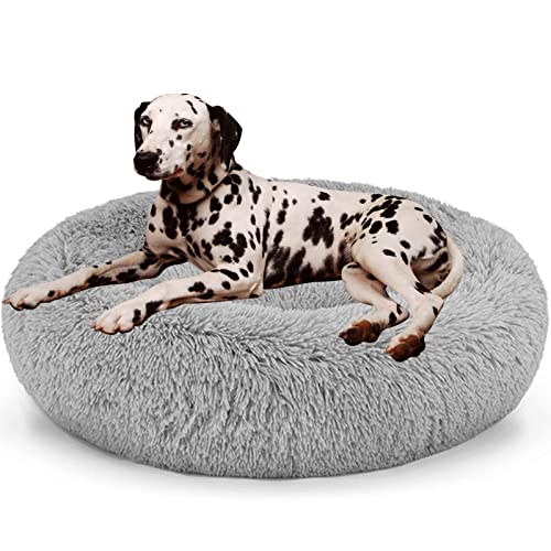 MCPTSN Coussin Anti Stress Chien Dehoussable XXL, Panier pour Chien Grande Taille Orthopedique, Couchage Chien Lavable apaisant, Doux et Moelleux (XXL-100cm/39.3in, Gris)