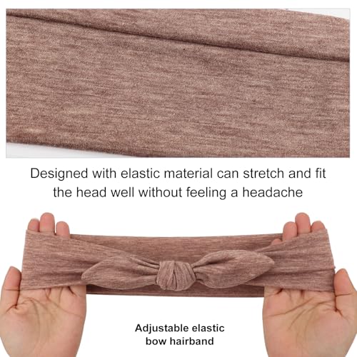 Image of DRESHOW 8 Pack Adjustable Knotted Headbands Non Slip Elastic Yoga Hair Bands Solid Colors Headbands for Women and Girls