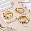 WAINIS 3Pcs Chunky Gold Bangle Bracelets for Women Trendy Wide Wrist Cuff Bracelets Stack Statement Bangle Fashion Gift #2