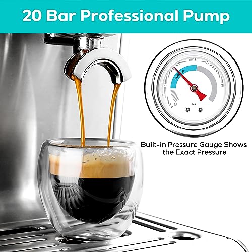 CASABREWS Espresso Machine With Grinder, Professional Espresso Maker With Milk Frother Steam Wand, Barista Latte Machine With Removable Water Tank for Cappuccinos or Macchiatos, Gift for Mom Dad