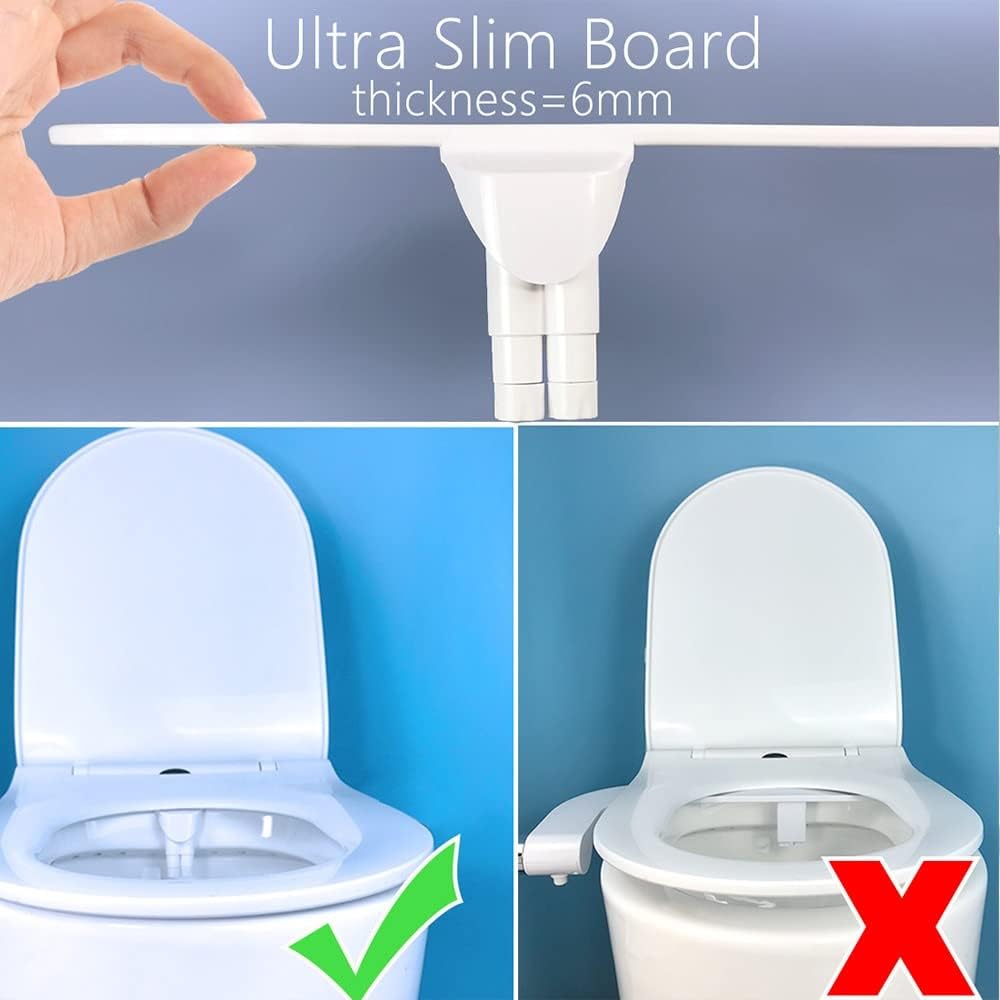 Bidet For Toilet Seat Attachment Non-electric Slim Fitting Self Cleaning Nozzles