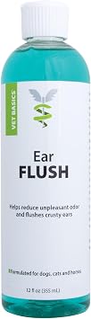 Revival Animal Health Vet Basics Ear Flush for Dogs, Cats and Horses, Acetic Acid and Boric Acid Formula with Aloe Vera, Helps Maintain Clean Ear Environment, Deodorizing Pet Ear Wash, 12 oz