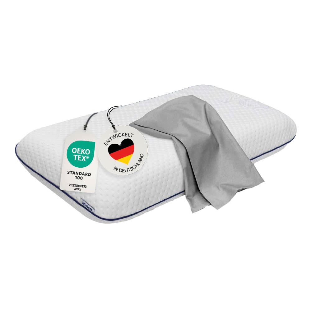 casimum Ergonomisches Visco Nackenstützkissen 70x40 cm – Memory Foam, grauer Bezug