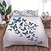 AOUAURO Housse de Couette 240x260 Papillon Bleu Parure de lit avec Fermeture à Glissière et 2 Taies d'oreiller pour Chambre d'enfants Adultes Plus Grande Taille