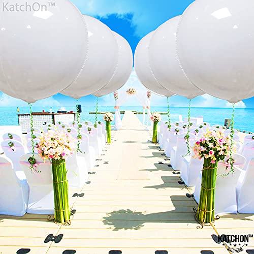 Image of KatchOn, Round White Foil Balloons - 22 Inch, Pack of 6 | 4D Mylar White Balloons for Party Decorations | Metallic Balloon for Birthday, Anniversary, Bridal Shower, Baby Shower Decorations