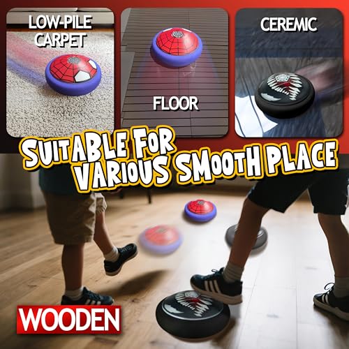 Spider Venom Spielzeug, Spider Hover Fußball mit LED, 2 Stück Air Power Football, Indoor Football Spielzeug für Kinder, Fussball Geschenk für Jungen Mädchen ab 3 4 5 6 7 8-12 Jahre