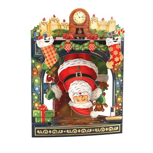 SANTORO Swing Card, Christmas 3D Pop Up Greeting Card - Father Christmas, Santa Claus, For Kids, Family, Festive, Seasonal, Xmas