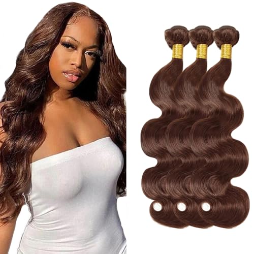 Tissage naturel cheveux humain vierge haut de gamme couleur marron chocolat