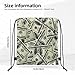 LAKUERVI Drawstring Backpack Bag 100 Dollar Sports Gym Sack Funny Money Pattern Decorative Drawstring Bag String Bag Shopping Sports Yoga Travel Backpack For Men Women Unisex