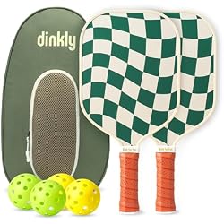 Dinkly Pickleball Paddles Set of 2/4- USAPA Approved Graphite/Fiberglass Pickleball Racket, 2 Pickleball Rackets, 4 Balls and 1 Portable Carry Bag, Aesthetic Pickle Ball Set for Men Women Beginners
