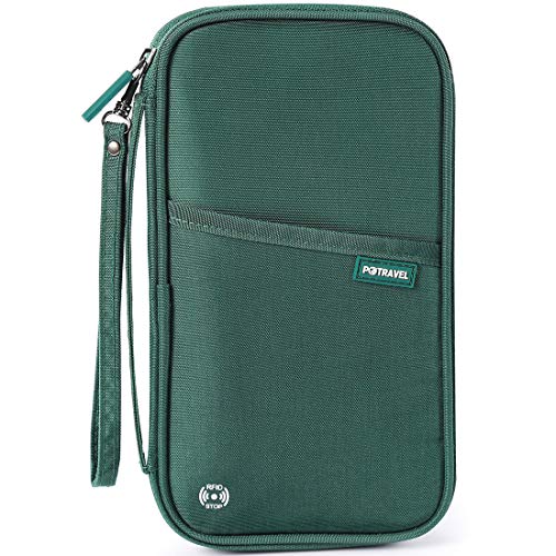 VanFn RFID Travel Passport Wallet, Family Passport Holder, Trip Document Organizer P.Travel Series (Nylon - Green)2