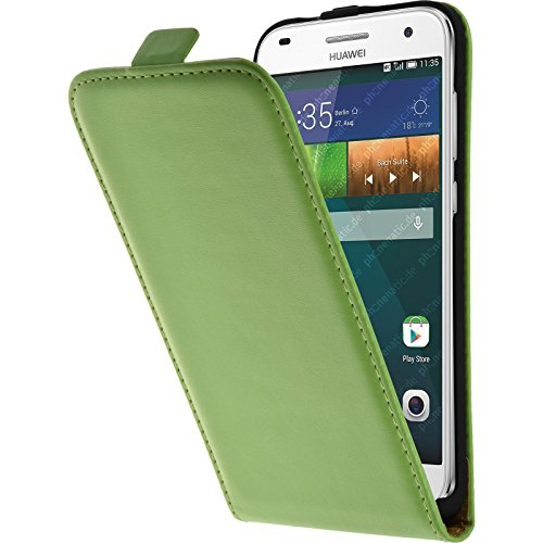 PhoneNatic Copertura di Cuoio Artificiale Compatibile con Huawei Ascend G7 - Flip-Case Verde - Cover + Pellicola Protettiva