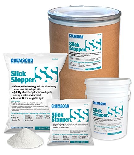 Image of SS - Slick Stopper Oil Only Absorbent, 5 Gal. Bag, SP50SS-L5B, Hydrophobic, Proprietary Technology Only Absorbs Petro Chemicals Not Water. Ideal for Any Spill in or Near Water, White
