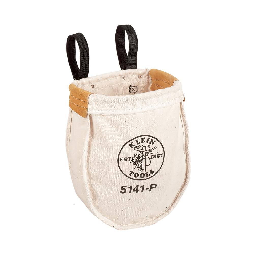 Klein Tools 5141P Heavy Tool Bag No 8 Canvas Utility Bag Reinforced with Tough Tanned Leather Loop Belt
