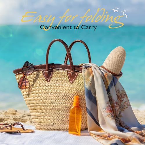 Image of Womens Beach Sun Straw Hat, Wide Brim Sun Hat Travel Foldable Summer Wind Lanyard UPF 50+