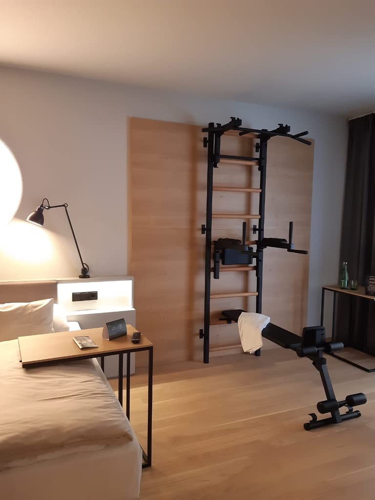 BenchK - Wooden Swedish Ladder Wall Stall Bar - Indoor Chin Up Bar Workout Equipment for Home Exercise, Physical Therapy, Gymnastics, Fitness