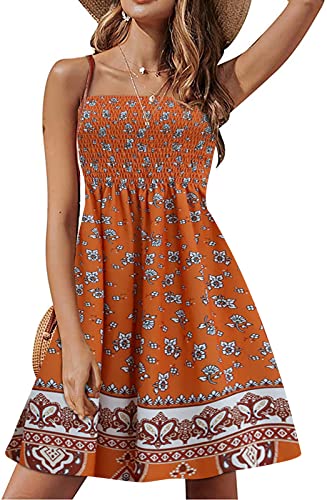 Image of Zyyfly Strapless Dress for Women Summer Beach Boho Smocked Tube Top Dress