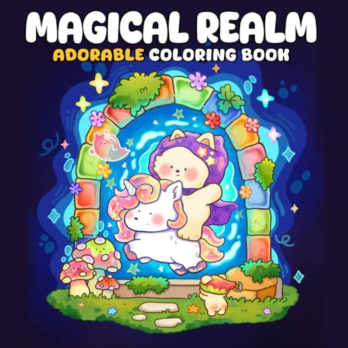 Magical Realm: Coloring Book for Adults and Teens Featuring Adorable Animal Friends and Dreamy Characters in Fantasy Worlds for Relaxation