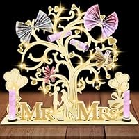 AOOTE Geldbaum Geschenk aus Holz, Geldbaum Hochzeit, Geldbaum Geldgeschenke für Brautpaar, Holz Mr & Mrs Geld Geschenk, Geldgeschenke Verpackung für Männer Frauen Brautpaar