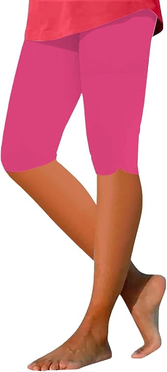 Short Leggings for Women Knee Length Capri Yoga Pants Sport Workout Womens High Waisted Lightweight Solid Color