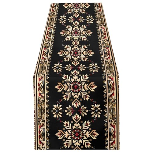 ALAZA Double-Sided Black Ukrainian Embroidery Ornament Table Runner 18x72 Inches Long,Table Cloth Runner for Wedding Birthday Party Kitchen Dining Home Everyday Decor