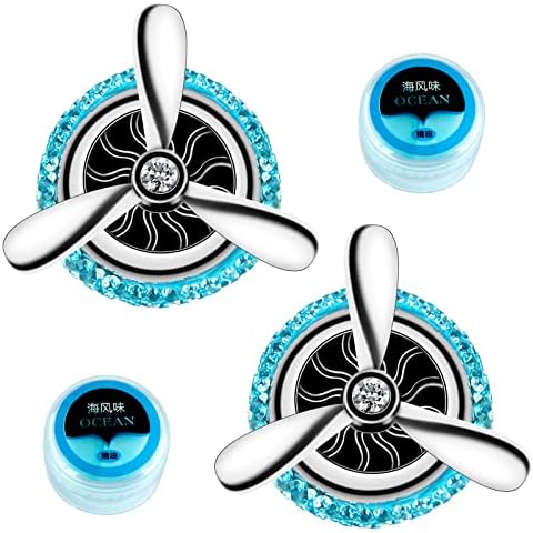 eing Car Air Freshener,Turbo Spinning Car Vent Clip Fragrance Diffuser,Essential Oil Air freshener with Bling Diamonds,Stylish Propeller Shape Car Decor (2-Pack,Blue) Cover