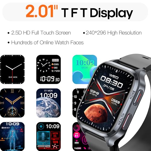 Blood Pressure Smart Watch (Answer/Dial Call), 2.01" Enlager HD Screen,One -Click SOS, Heart Rate/Blood Oxygen/Sleep Monitor, Multiple Movement Activity Tracker - Image 3