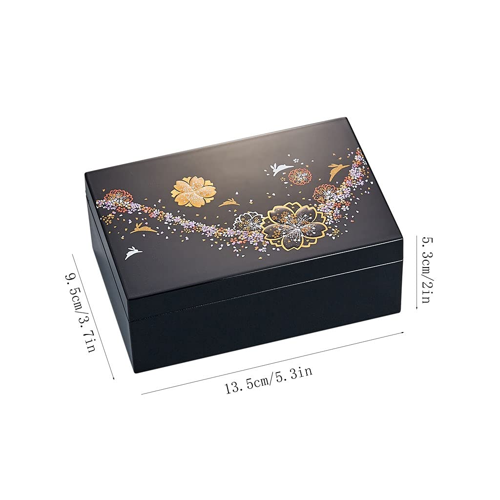 Caja de joyería Caja de Almacenamiento de Joyas de Laca con Espejo en la Tapa Flor y Conejo Patrón de Conejo Organizador de Resina de Resina de Resina de Resina (Color : A)