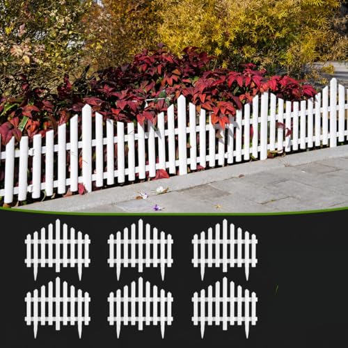 Image of TASMAX Plastic Fence for Garden Edging Border Fencing for Garden Fence Outdoor Resistant PVC Garden Fence Decorative - Flower Bed Fencing for Pathway, Yard, Lawn Waterproof (Pack 6)