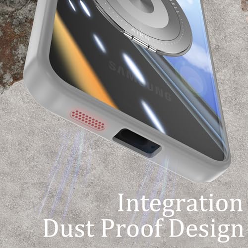 Coque Samsung Galaxy A56 5G incassable rigide transparente induction magnétique avec pied gris