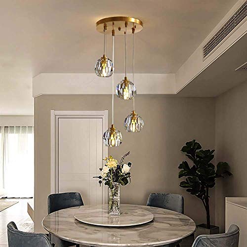 Lustre en cristal moderne 4 têtes pour décoration de la maison et chambre