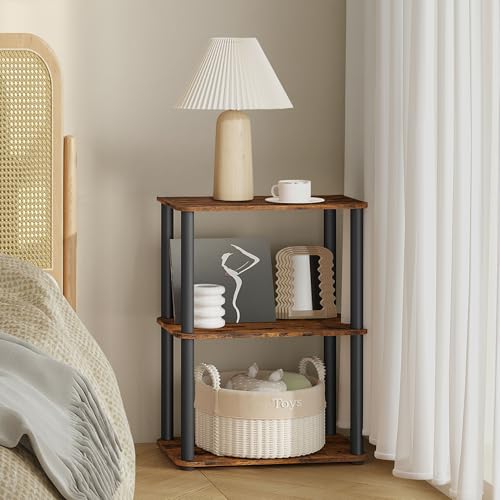 Consejos para Comprar Librero de Escalera los más recomendados. 45 VASAGLE Estantería de Almacenamiento de 3 Niveles, Montaje Súper Rápido sin Herramientas, 23.8 x 38 x 70.6 cm, Marrón Rústico y Negro Tinta MLLS153K01