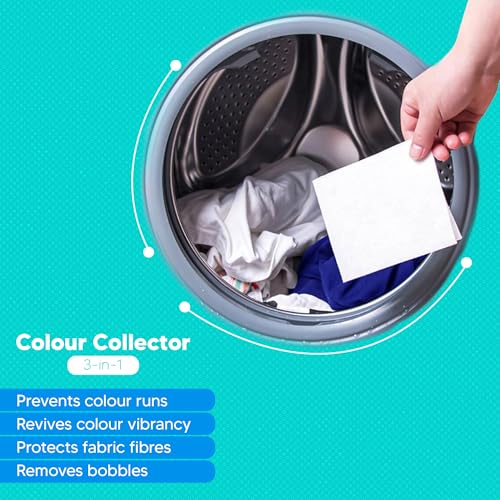 50 Sheets Colour Collector 3-in-1 Laundry Sheets – Prevent Colour Run, Protect Clothes & Remove Odours, Ideal for Mixed Washes, Colour Protection for Laundry, Safe Fabric Care by Zinnia - Image 4