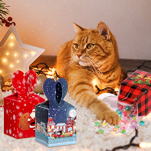 24 Pack Christmas Gift Boxes 3D Christmas Goody Treat Boxes Xmas Cardboard Cookie Packaging Box House Santa Snowman Gable Box for Xmas Party Favor and Gift Wrapping – Image 7