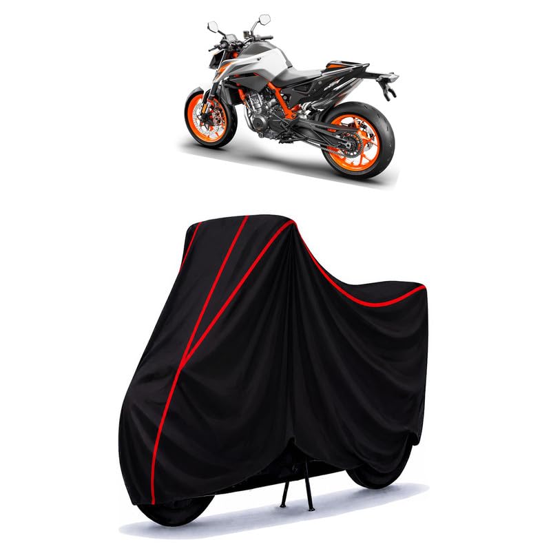 Image of KTM 890 Duke Water Resistant Bike Cover for All Motorcycles & Rain | Heavy Duty Taffeta Fabric | UV Protection, Dustproof, Scratchproof | All Weather Two Wheeler Body Cover with Elastic Bottom
