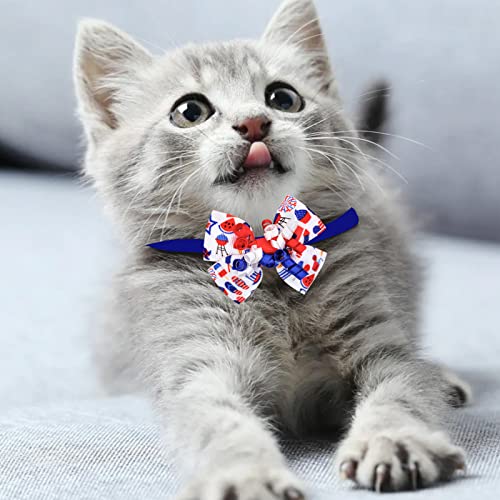 24Pcs 4Th Of July Dog Bow Tie Collar, Independence Day Pet Bow Tie, Adjustable Star Stripe Collar, Patriotic Memorial Day Pet Bow Tie #TOP5