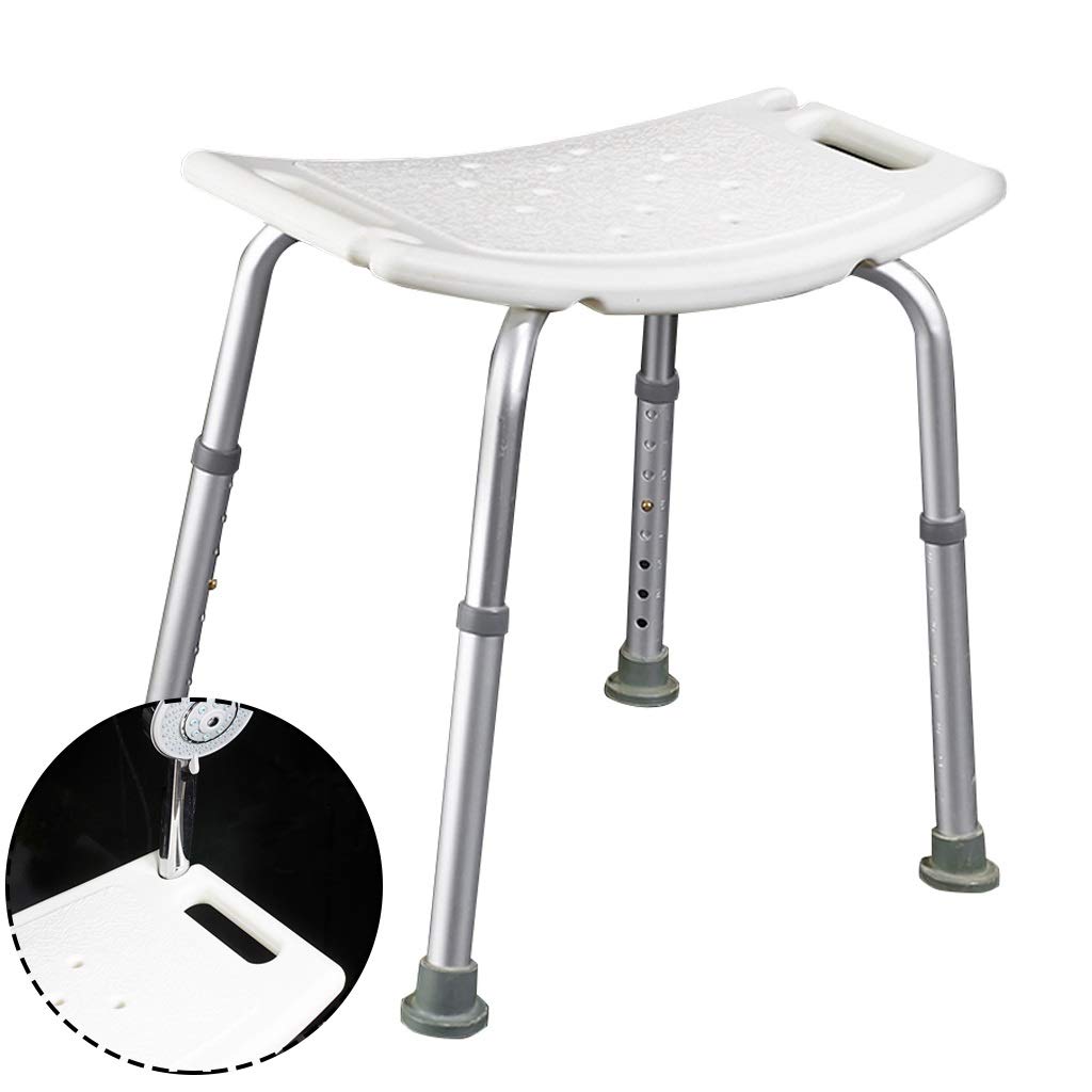 Cuarto de baño Blanco Taburetes y Asientos |Sillas de Ducha for los Ancianos discapacitados |Baño de heces for la Ducha |Altura 37-50cm Ajustable con Antideslizante de Goma Pies