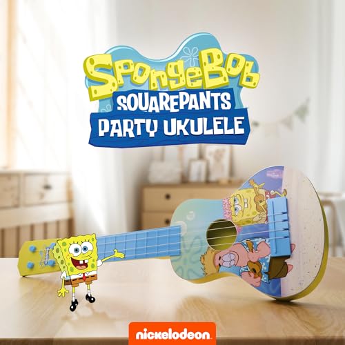 Lollipop SpongeBob Ukulele Guitar Toy, 4 String Mini Guitar Musical Instrument, Educational Learning Toy, Can Play with Strap or Picks - Perfect for Beginner