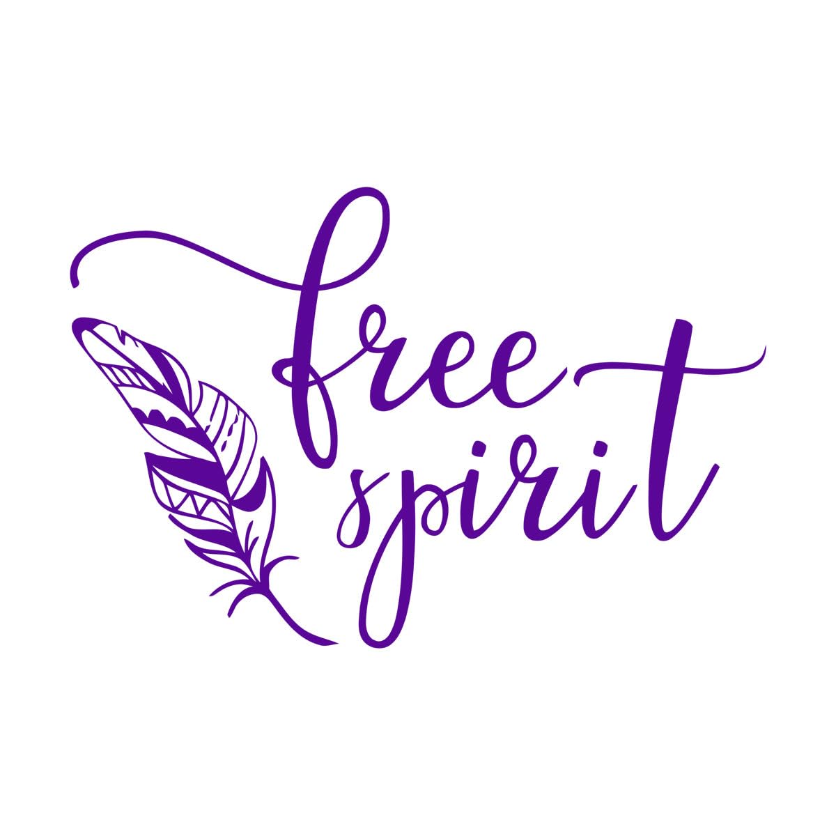 Free Spirit Quote Wall Art Decal Flying Feather Wall Sticker Freedom Style Wallpaper Home Interior Decoration Vinyl Art Large - 54x84cm — image 1
