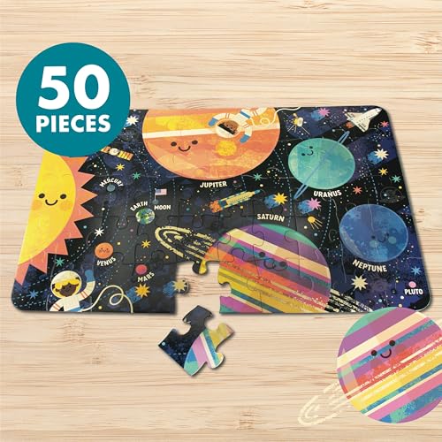 Chuckle & Roar Puzzle de Piso Sistema Solar, Puzzles para Niños de 4-6 años, 50 piezas, Brilla en la Oscuridad, 24 x 36 pulgadas, Piezas Grandes para Manos Pequeñas miniatura 7
