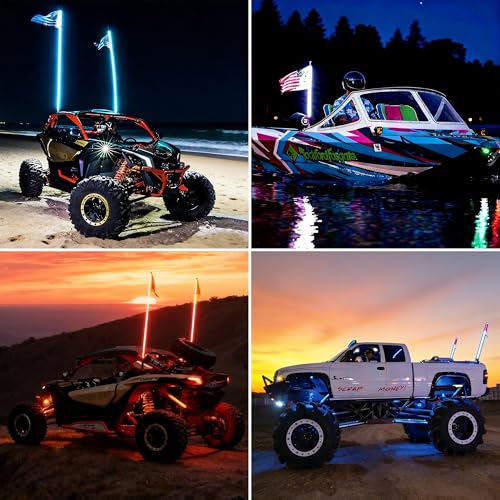 Welmotive 2 Pack 4FT Whip Lights with Spring Base,LED Whip Light with App &Remote Control, Spiral RGB Chasing Lighted Whips with Rocker Switch,Music Whip Light for UTV ATV Polaris RZR Can-Am SXS Truck by Welmotive - Image 7